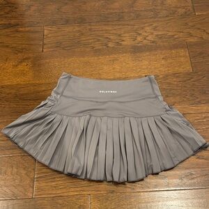 Gray Mini Skater Skirt with Pleats